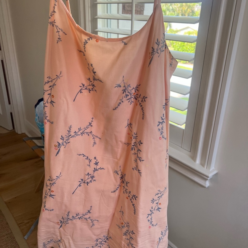 Peach and floral mini dress